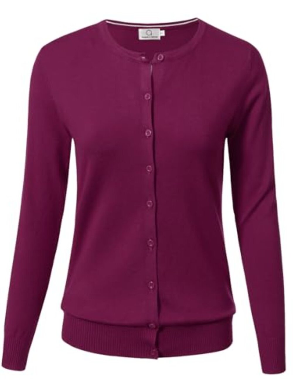 Women's Button Down Long Sleeve Crewneck Soft Knit Cardigan Sweater